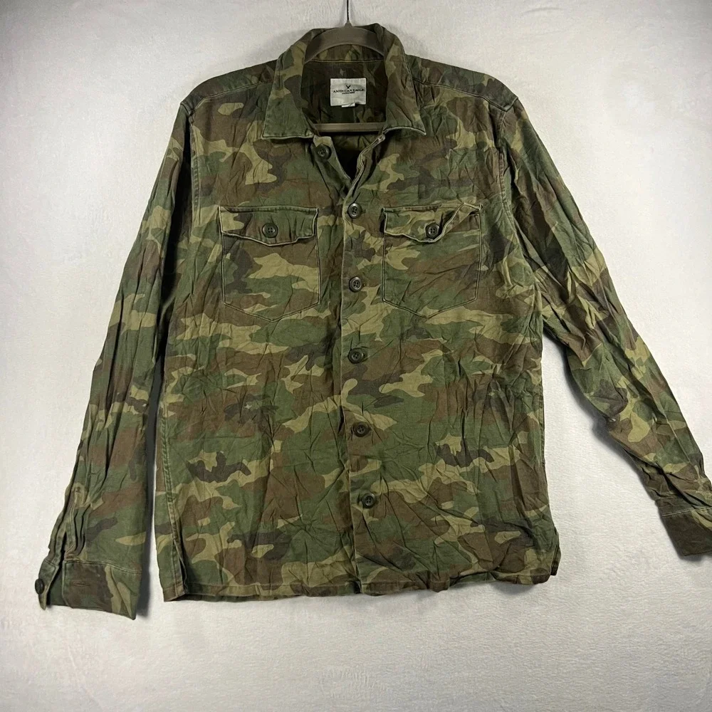 American Eagle Outfitters‎ Mens Camo Button Up Shirt Long Sleeve Utility